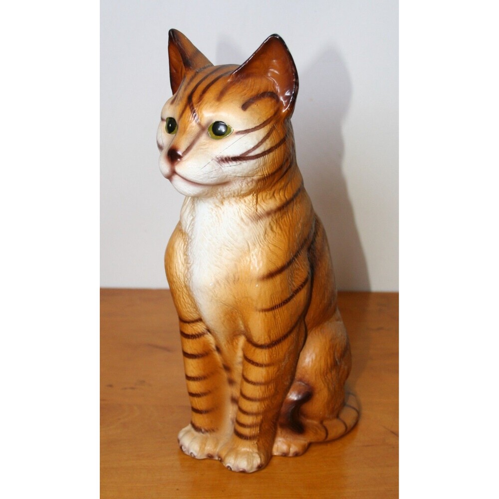 RARE Vintage 60's 70's WOOLWORTH'S Porcelain TALL CAT FIGURINE Orange 11.5 INCH